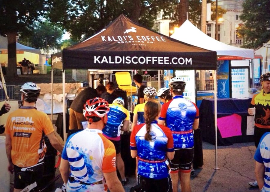 Kaldi's tent at the Pedal the Cause event