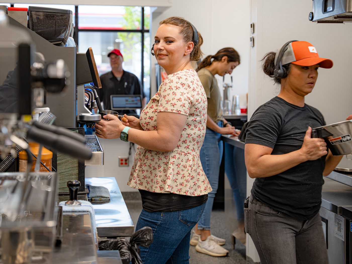 Kaldis Coffee Team Members working inside the Ellisville drive-thru