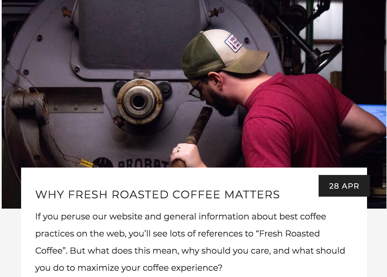 Why Fresh Roasted Coffee Matters Blog, Sniffing the trier of a coffee roaster