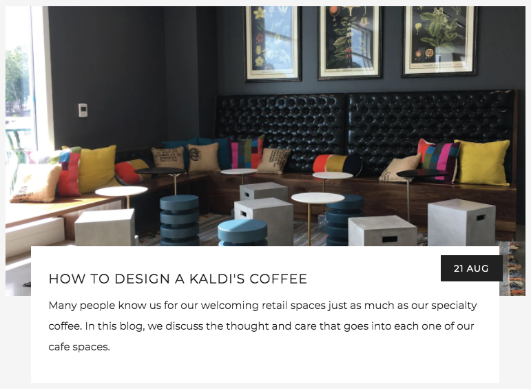 How to Design a Kaldi's Coffee Cafe | Kaldi's Coffee Blog