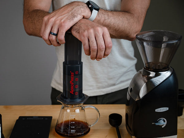 Pushing down on an Aeropress