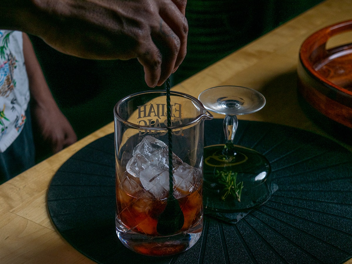 Stirring the Manhattan Cocktail