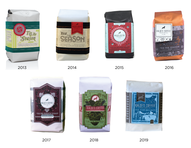 'Tis the Season Holiday Coffee Blend through the years.