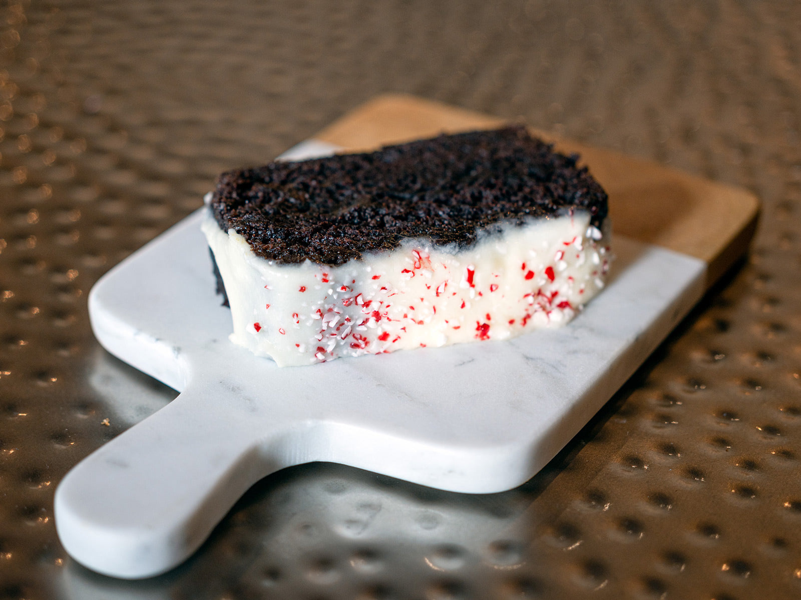 One slice of chocolate peppermint loaf