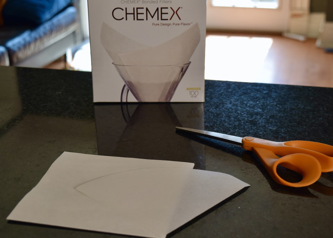 Cutting the Chemex Filter so it fits in the V60 coffee brewer