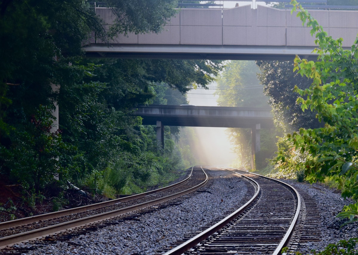 Train tracks leading away from the Depot cafe in Atlanta, GA