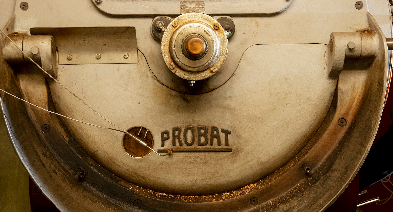 The front of our vintage Probat coffee roaster