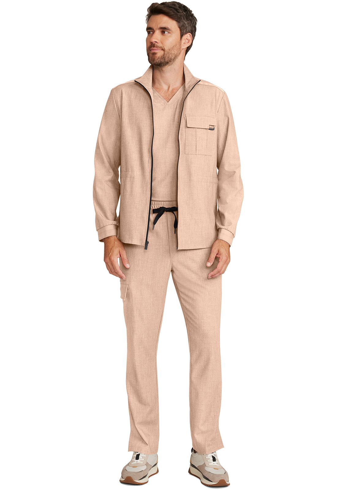 Men's Zip Front Utility Jacket by Healing Hands (QUEST)XS-3XL/Desert Taupe