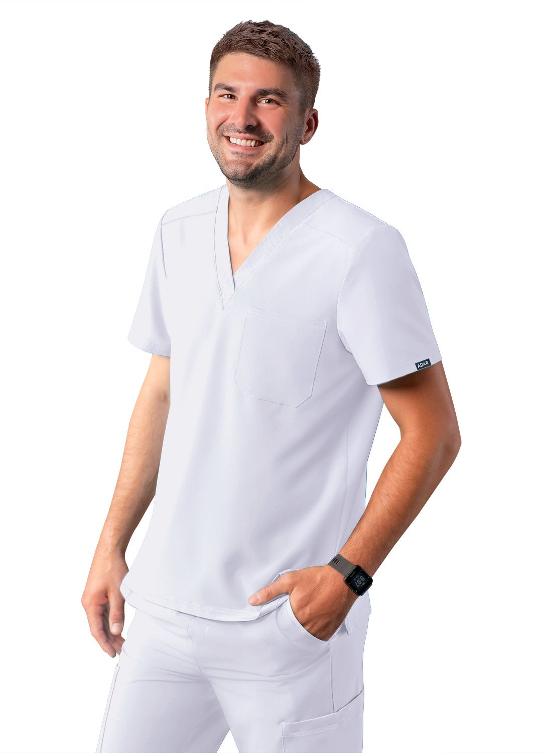 Addition Men's Classic V-Neck Top by Adar XXS-3XL / WHITE