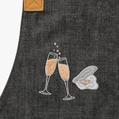 Champagne & Oysters Essential Apron embroidery