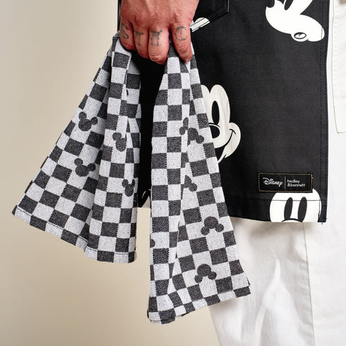 Hedley & Bennett x Disney Assorted Set of 3 Mickey Cotton Dish Towels in Black/Cream
