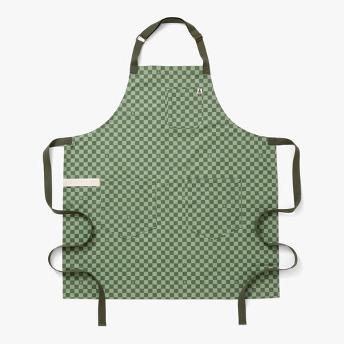 Kale Green Check Essential Apron