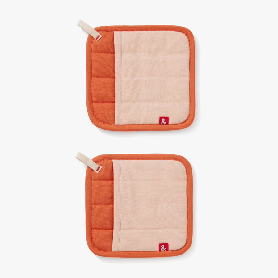 Hedley & Bennett HB001697 8 Square Pot Holder - Cotton, Paprika Red