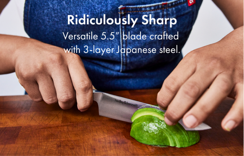 Versatile 5.5” blade crafted  with 3-layer Japanese steel.