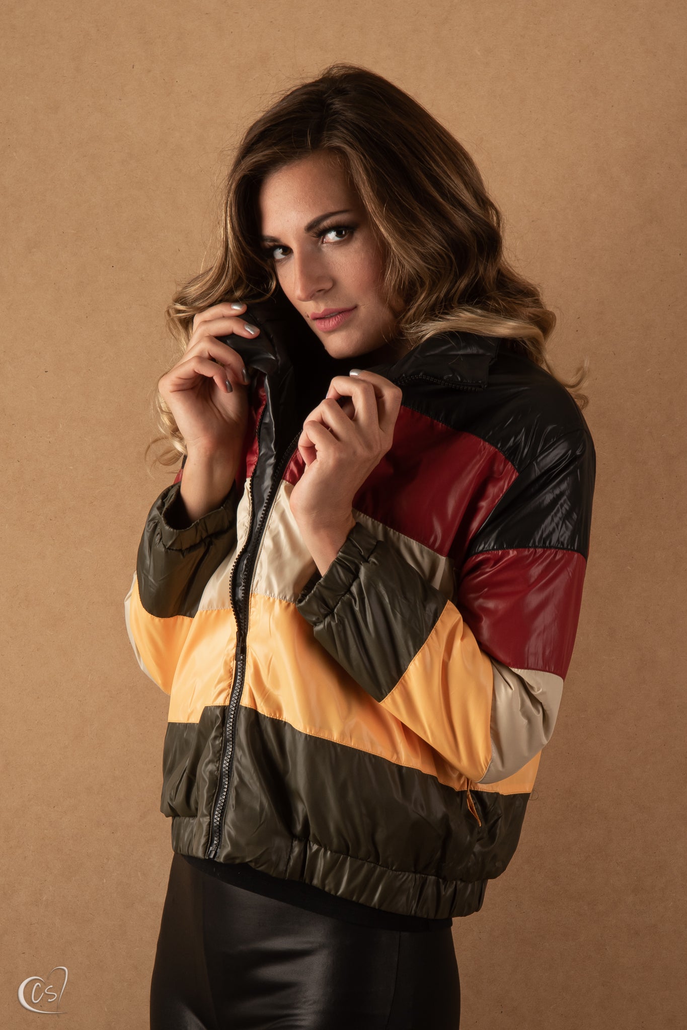 Lightweight Vintage Puffer Jacket - Wide Stripe Block Printed Jacket ...