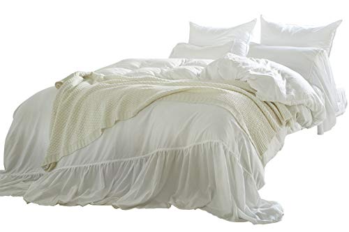 Omelas White Washed Cotton Duvet Cover Set King Size Mermaid Tail