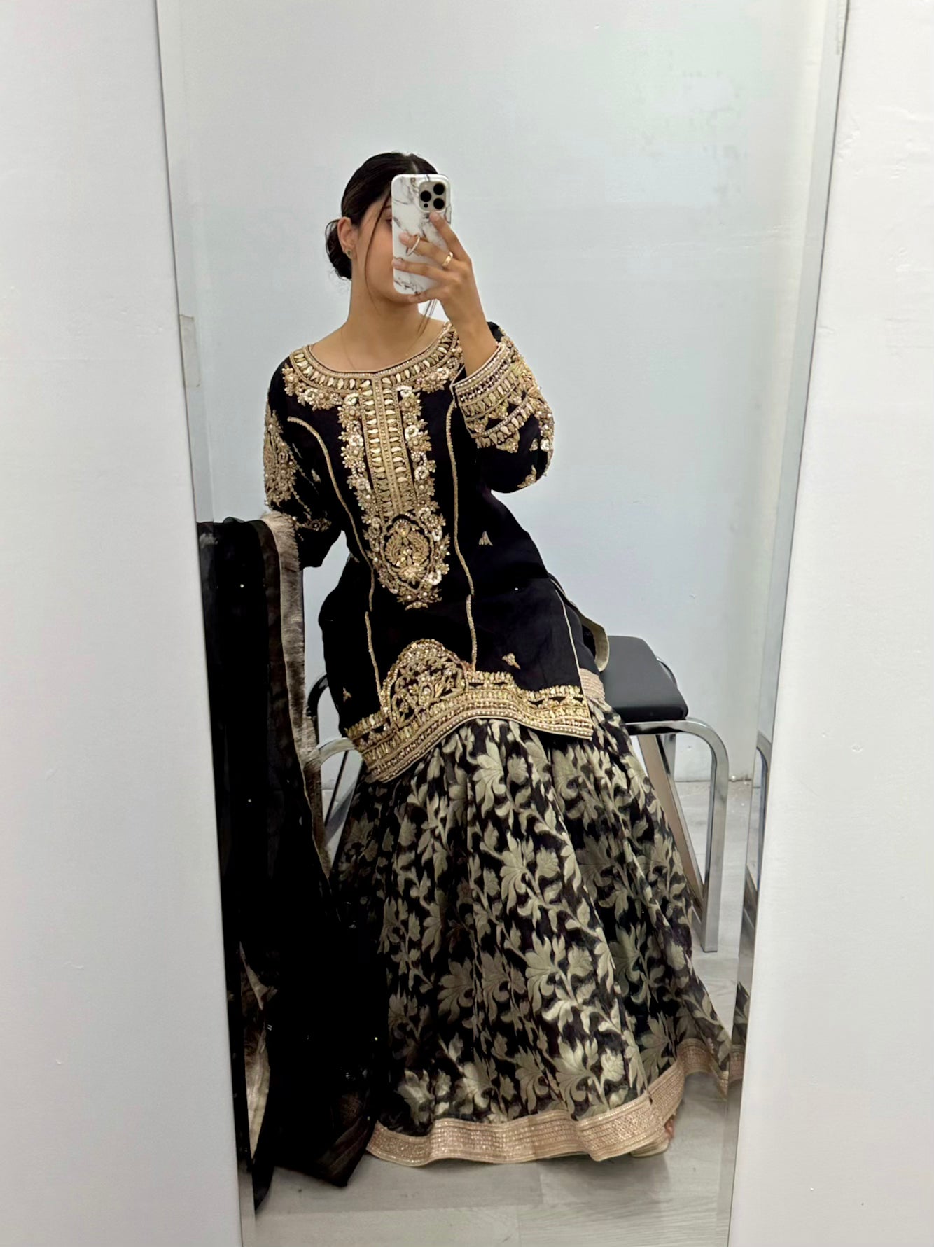 Black heavy gharara suit