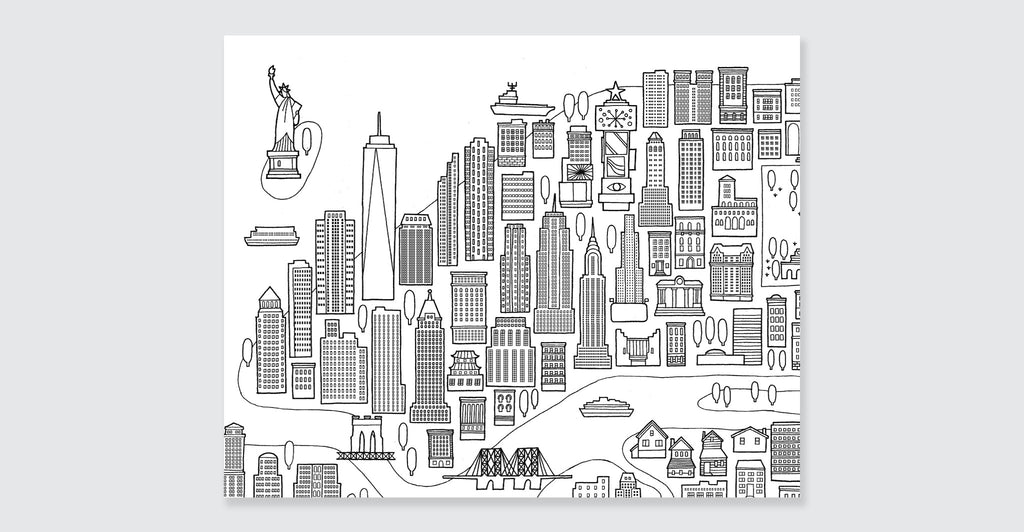 York City Skyline Coloring Pages Eliolera Book Ammobooks