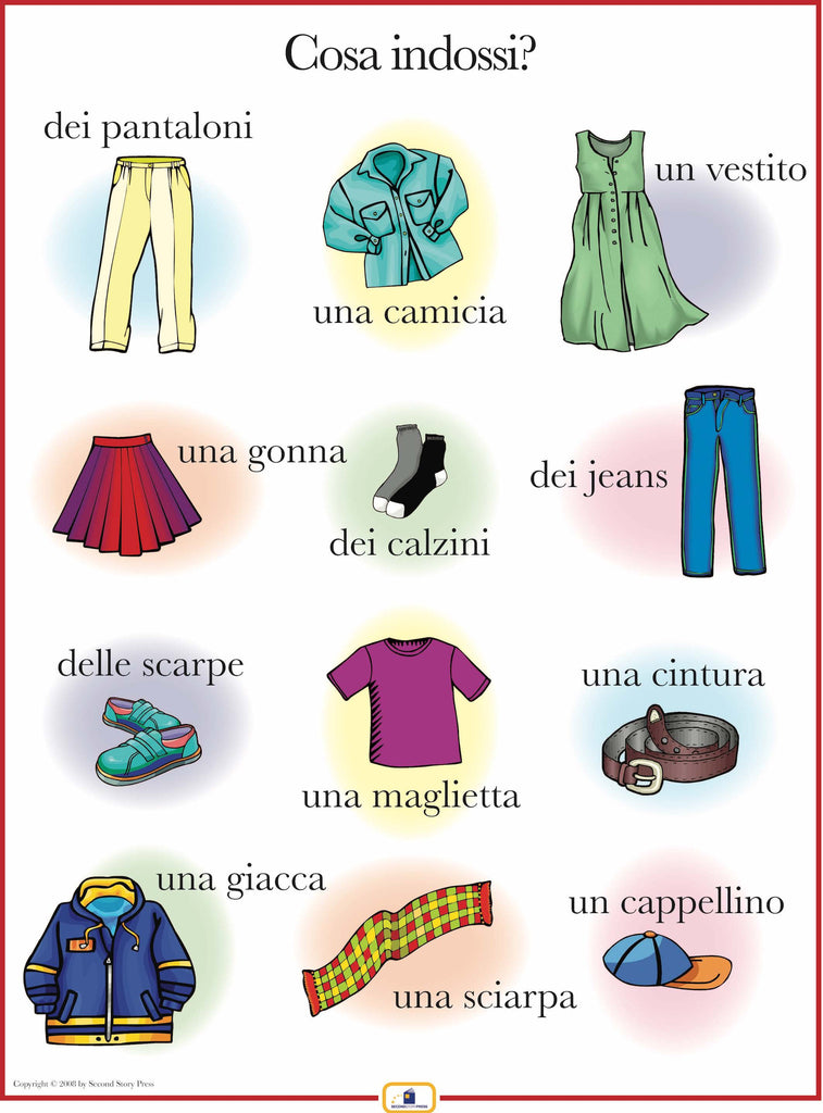 Italian Clothing Poster - Italian, French and Spanish Language Teaching ...