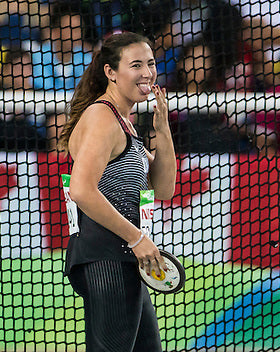 Renee Foessel competes in the women's F38 discus final 