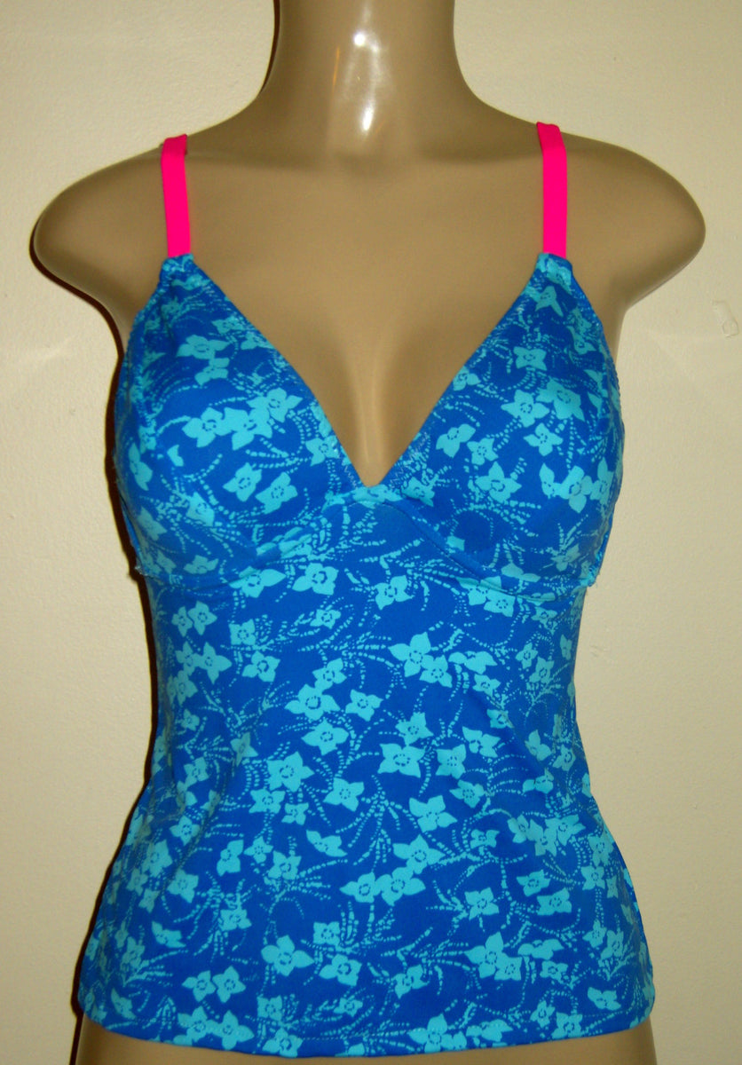 V-neck tankini top. Underwire support tankinis with open back ...