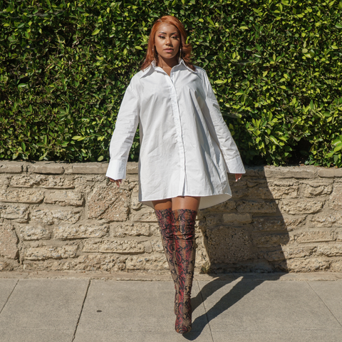 oversized white button up top