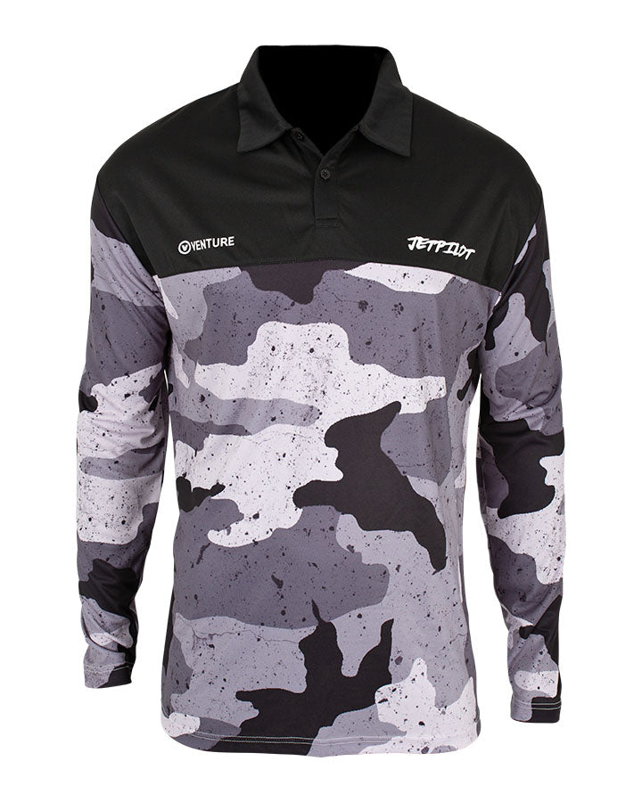 Jetpilot Venture Mens Long Sleeve Fishing Polo - Red Camo