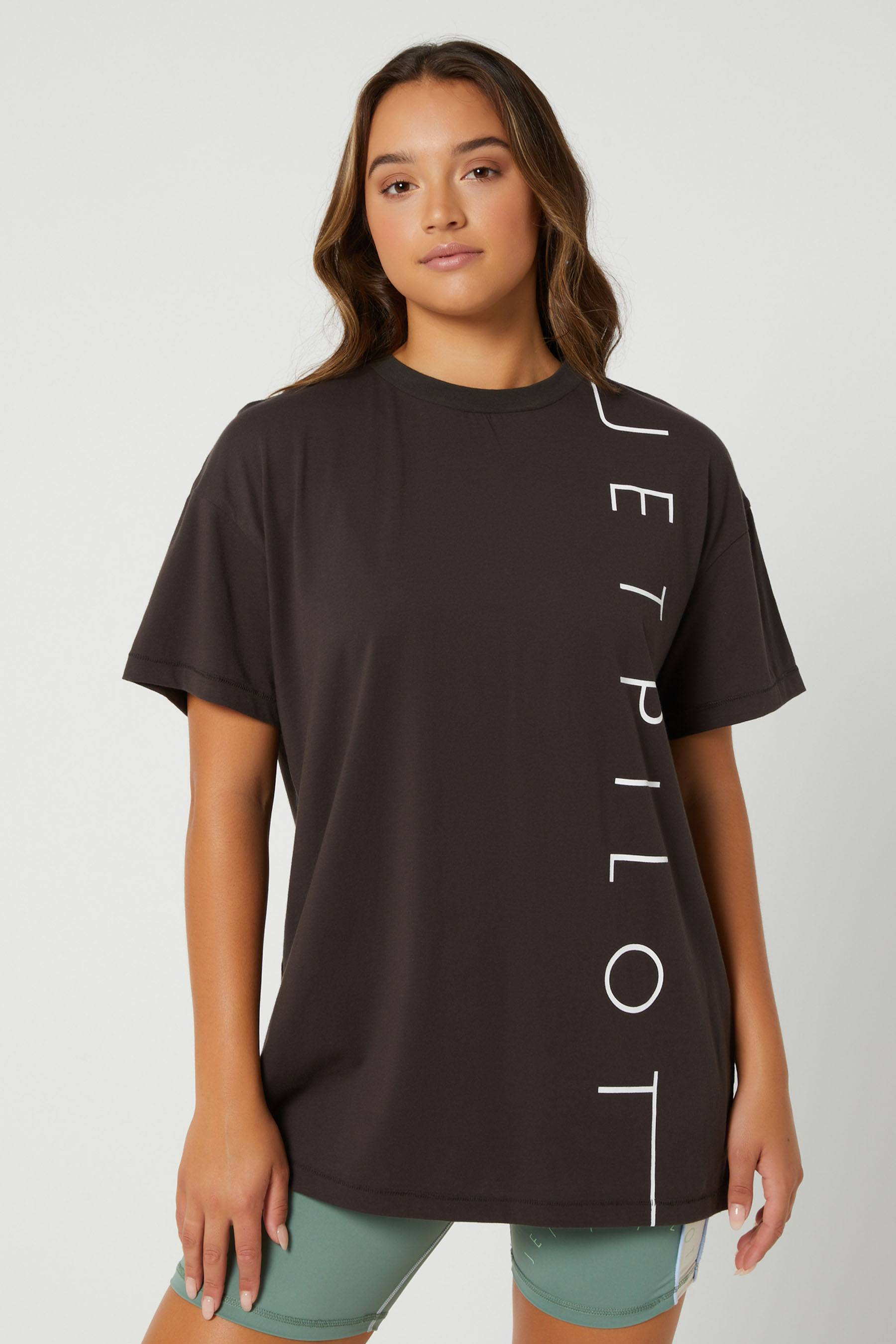 Jetpilot Arch Ladies T-Shirt Dress - Charcoal