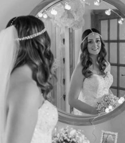 Real Bride Becky wears Suzie Headpiece