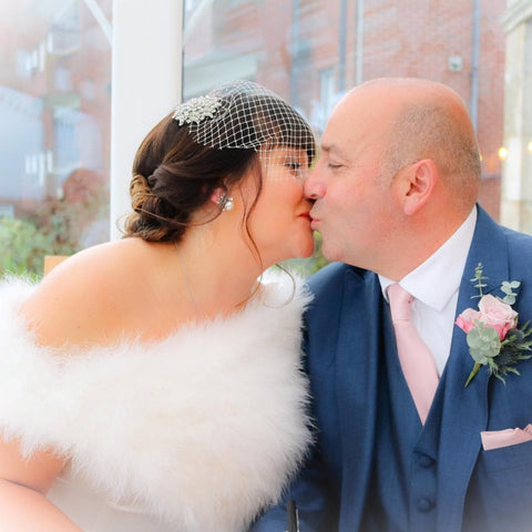 Real Bride Emma Wearing Bianca Birdcage Veil