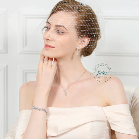 Alina Silvertone Crystal Drop Earrings