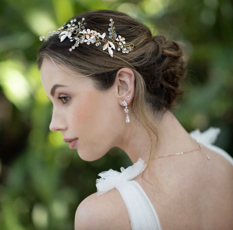 Jules Bridal Aline Floral Crystal Earrings For Boho Weddings