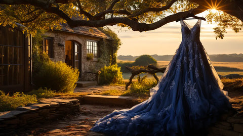 Evolution of blue wedding dress