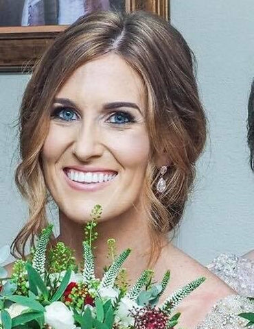 Real Bride Clare wears Rose Gold Jodie Earrings