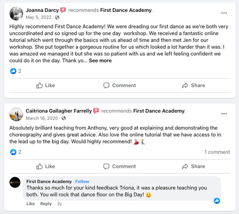 Postive review of First Dance Academy