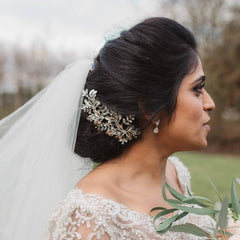 real bride wears jenna earrings