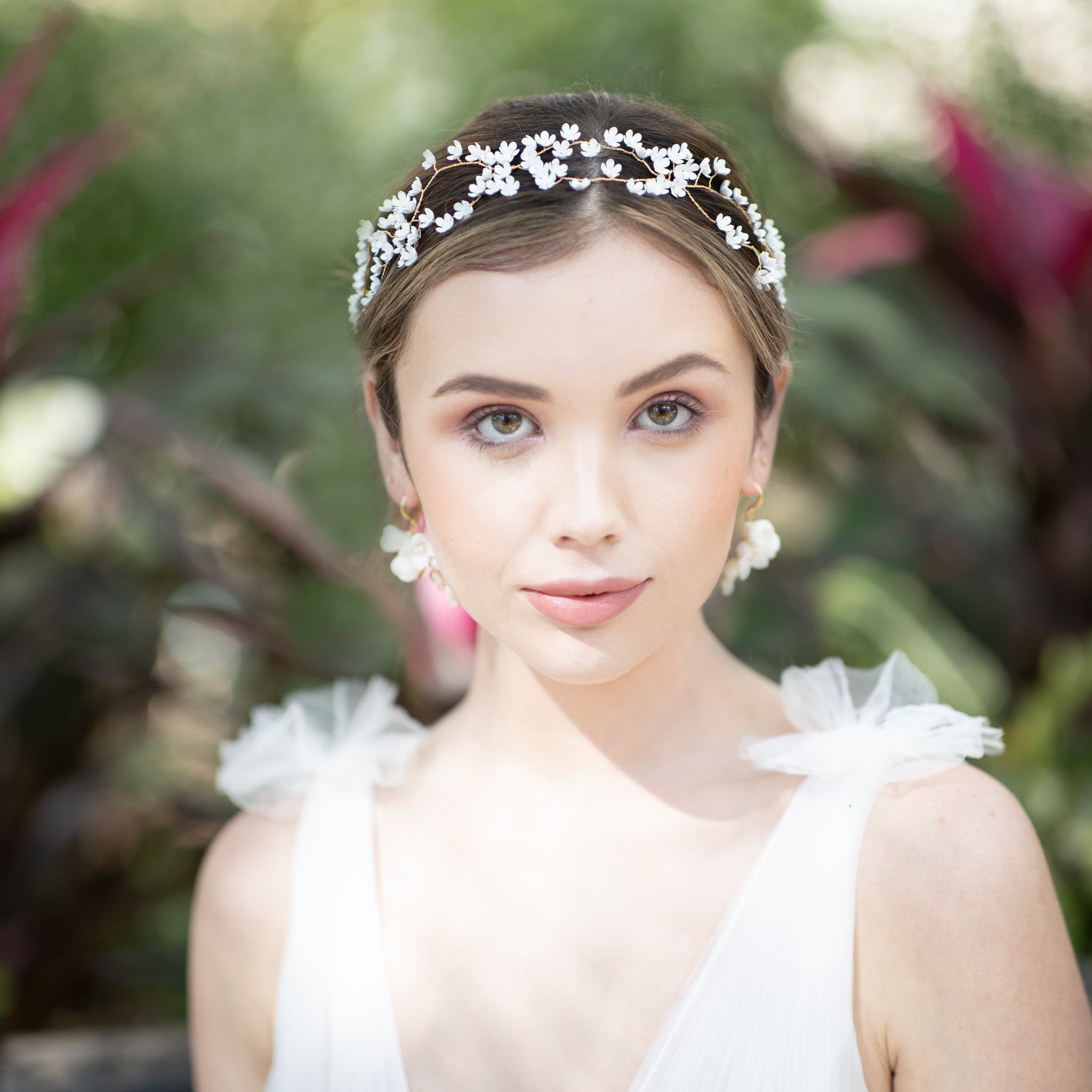 Jules Bridal - Alyssa, Hair Vine with White Flower Blossoms