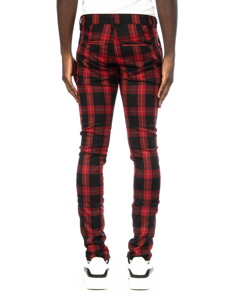 red and black tartan pants