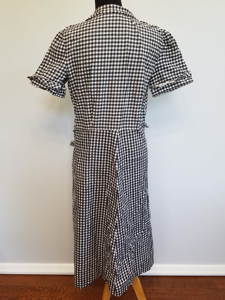 black and white checkered overall dress