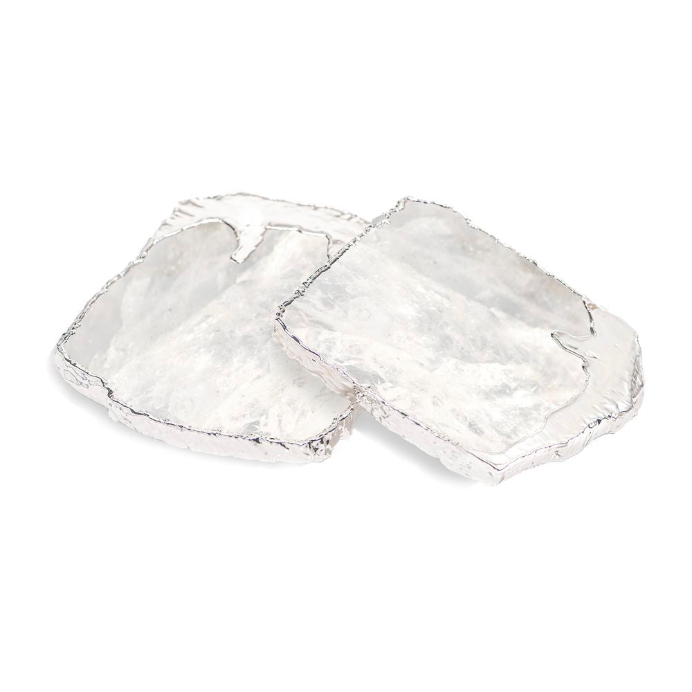 Drip Gemstone Coaster Set Crystal/ Silver