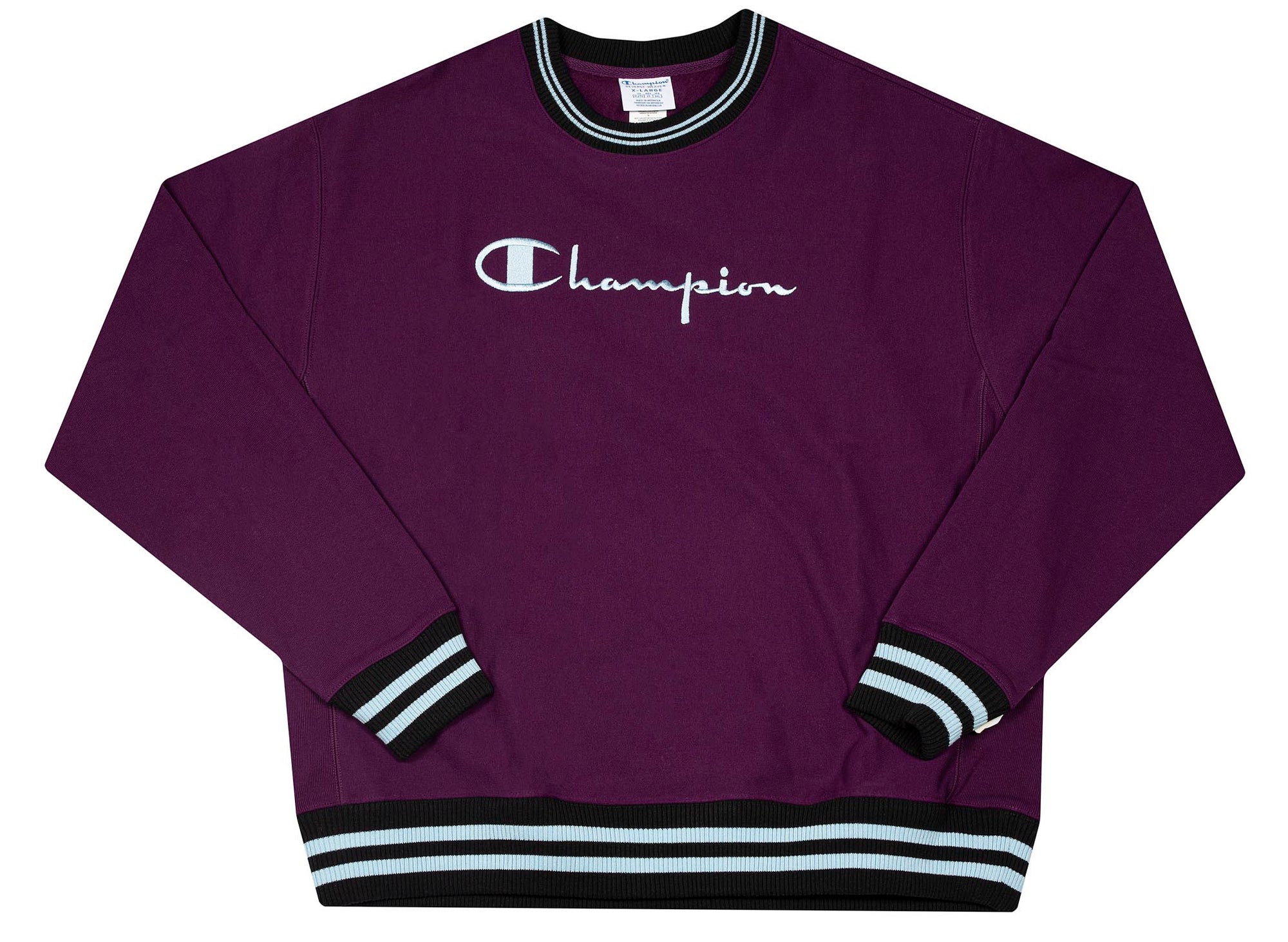 champion reverse weave yarn dye trim crew neck sweatshirt