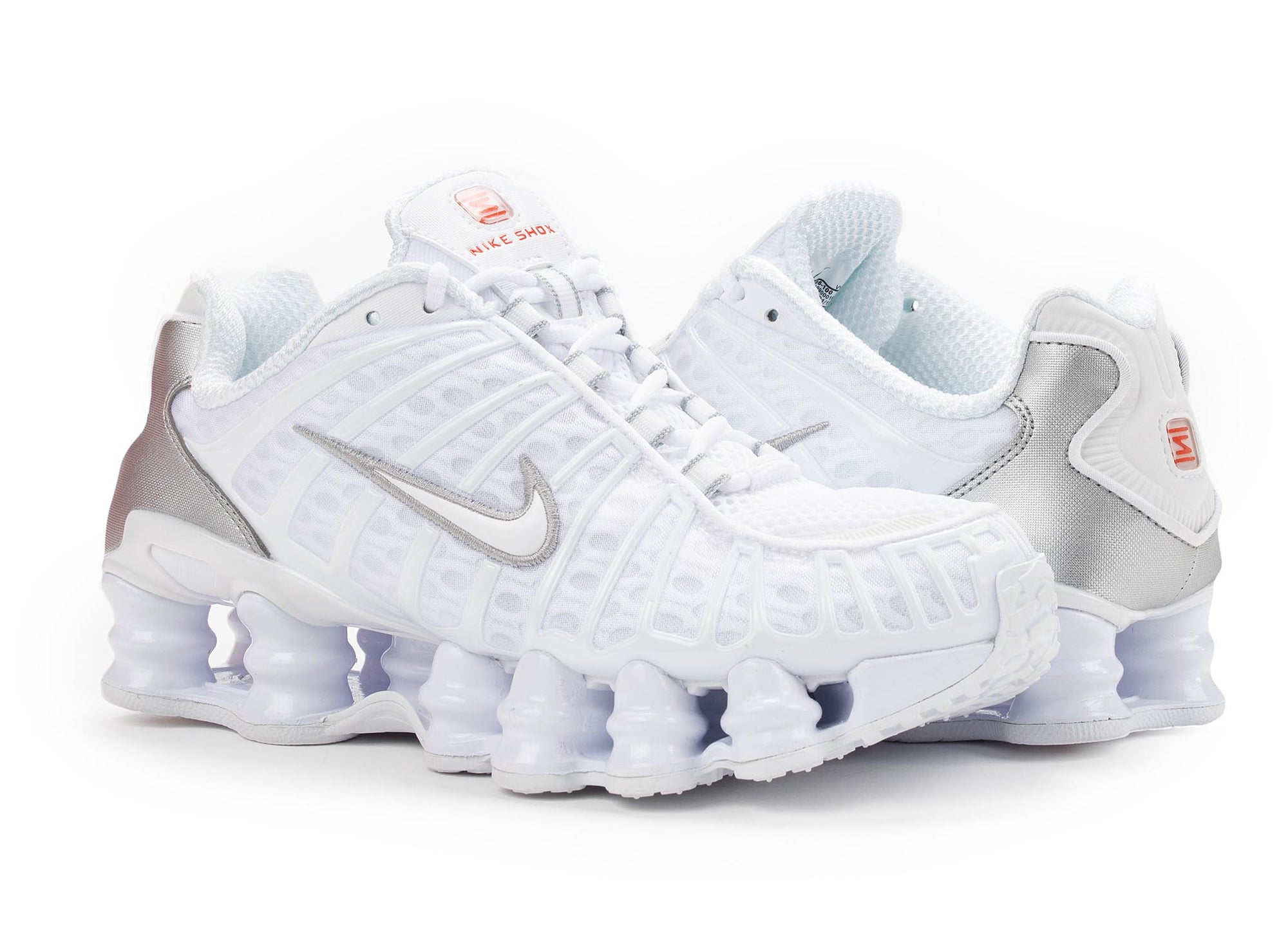 white and silver nike shox womens