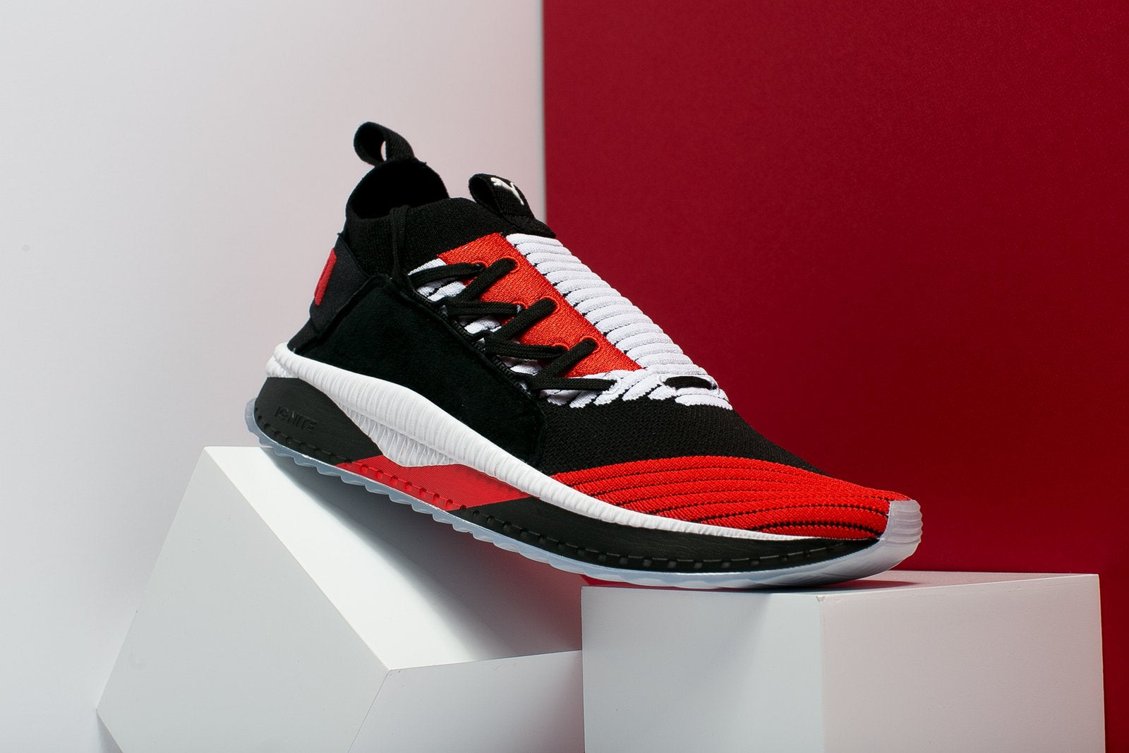 puma tsugi jun cubism red black