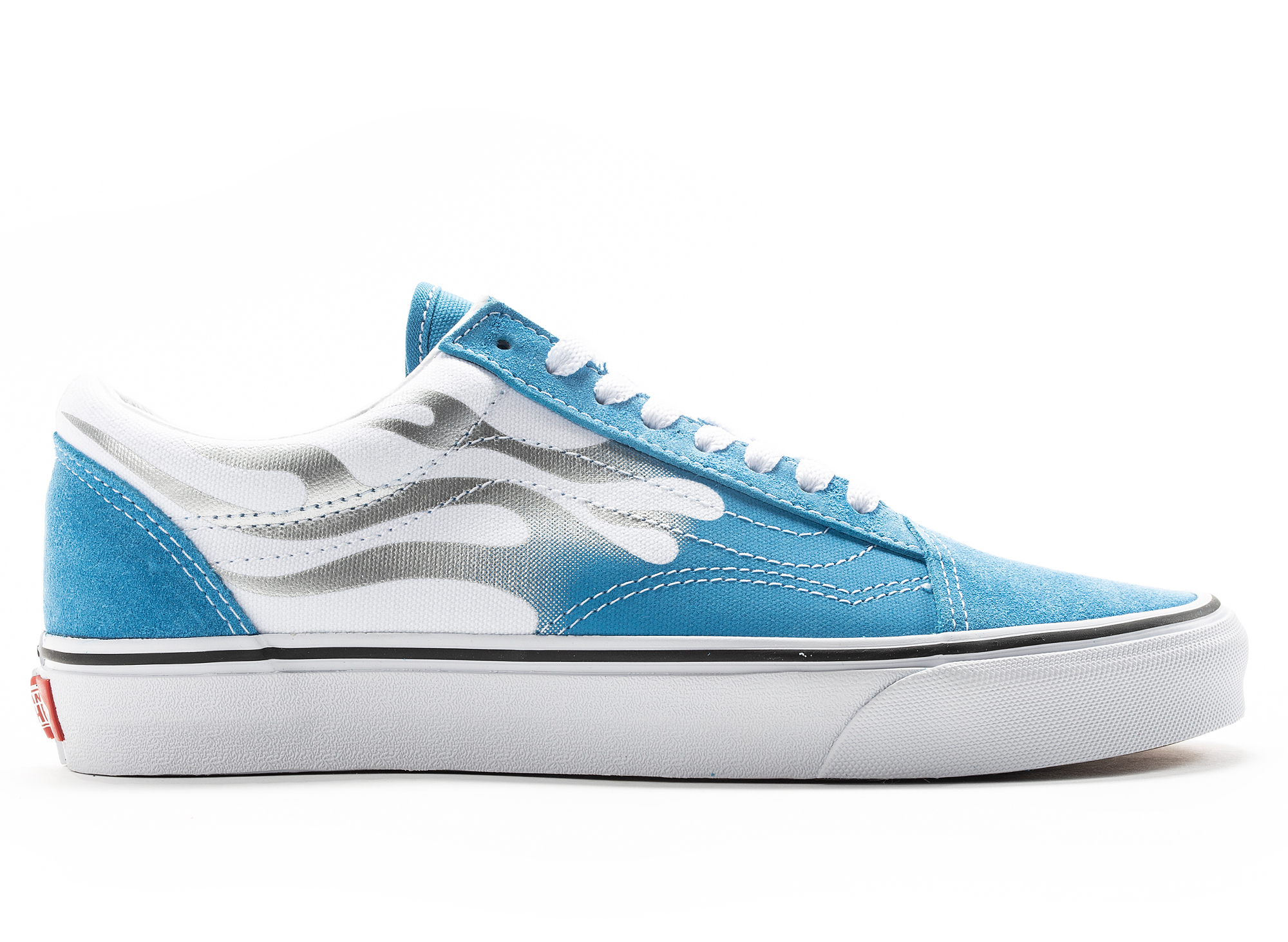 blue vans flame