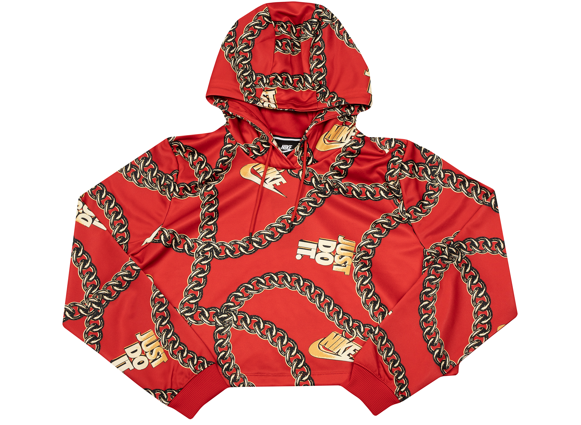 red nike crop top hoodie