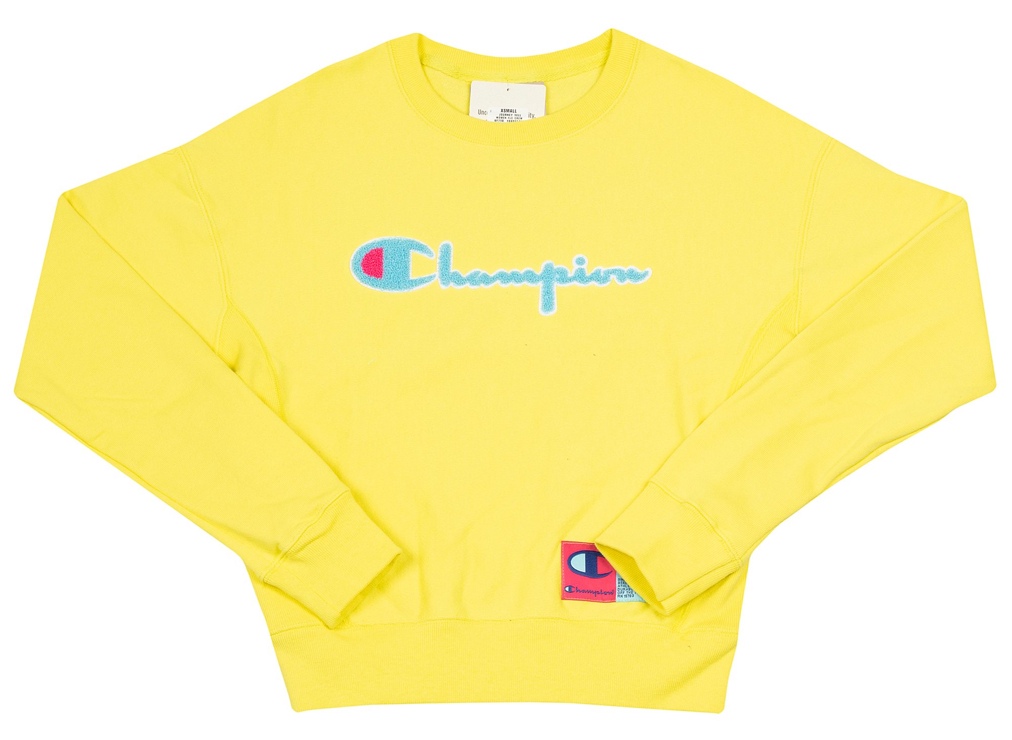 yellow champion crewneck womens