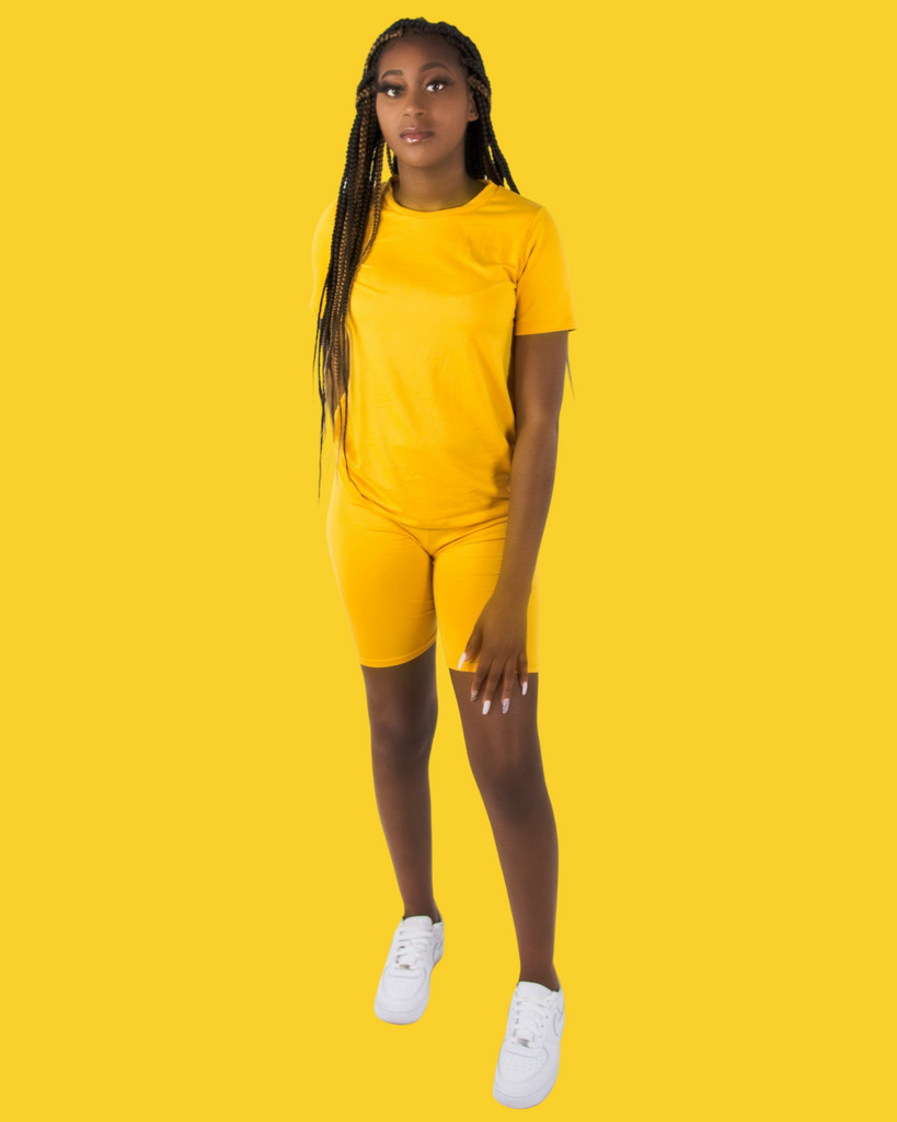 yellow biker short