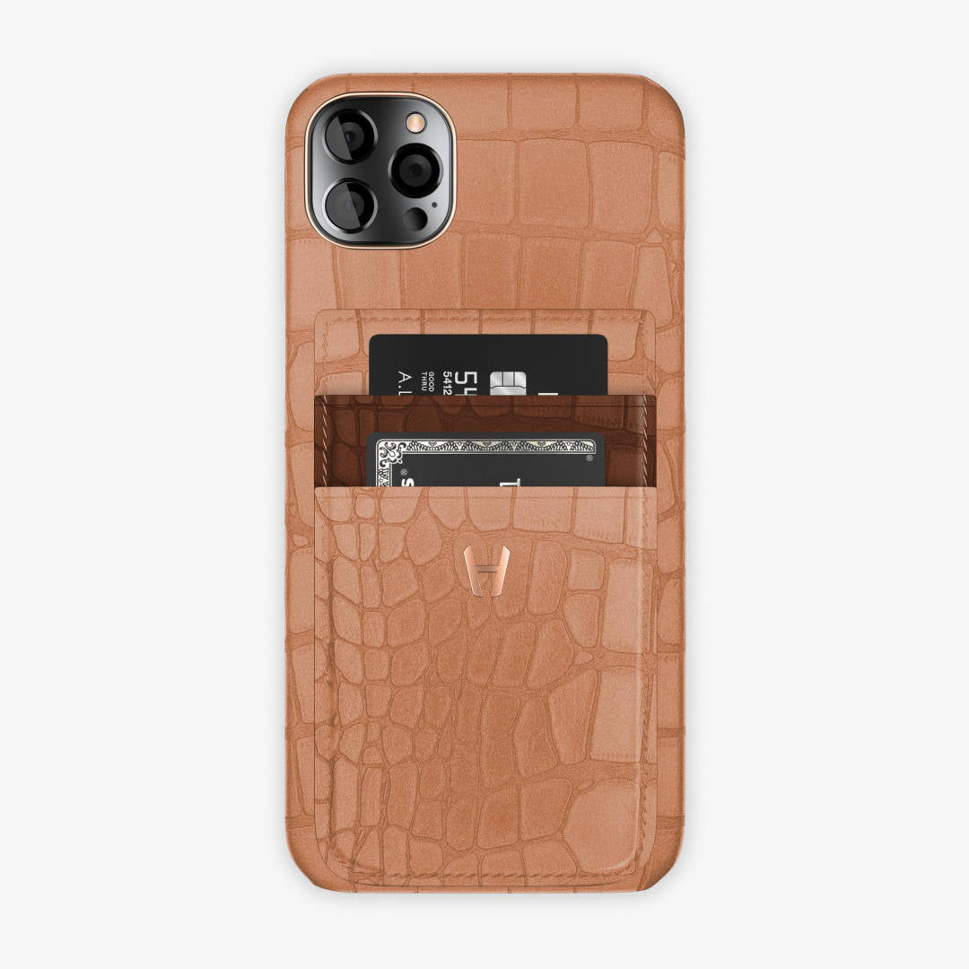 Alligator Pocket Case Iphone 12 Pro Max Rose Gold Brown Chocolat Rose Gold Hadoro Paris