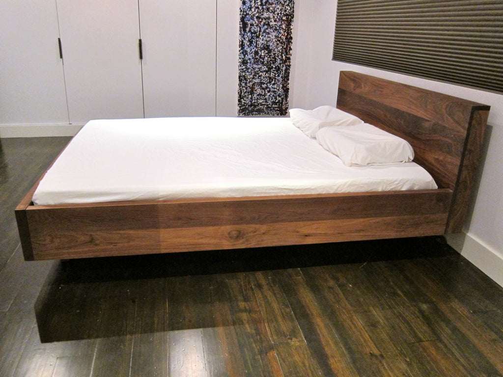 Floating Walnut Platform Bed | Sarabi Studio