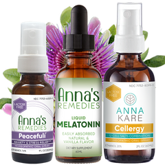 natural remedies for stress kit with homeopathic anxiety spray, liquid melatonin, and 12 cell salts combination